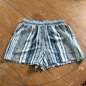 Blue and White Patterned Women's Shorts